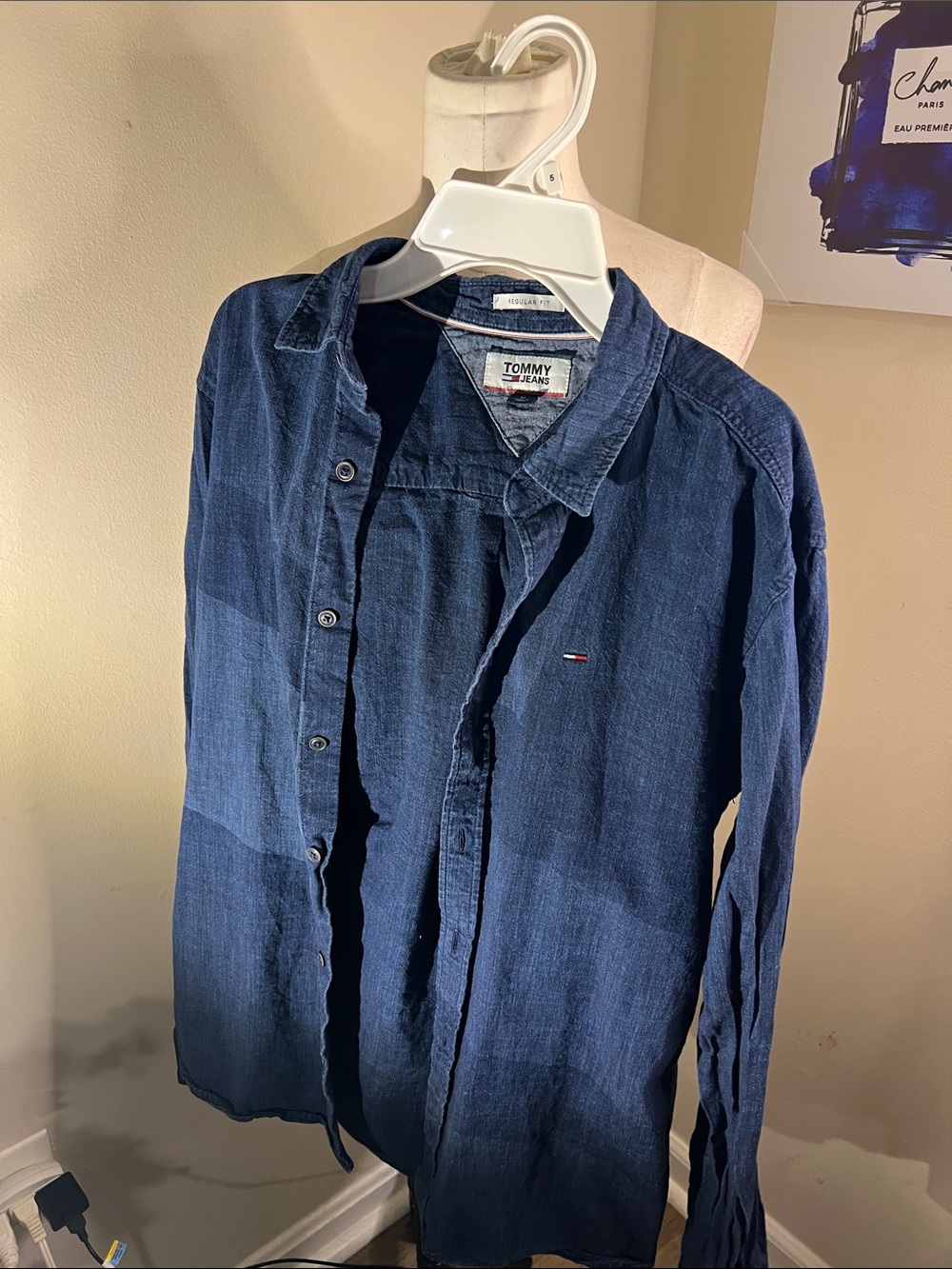 Tommy Hilfiger Dark Blue Denim-Style Button Down Shirt